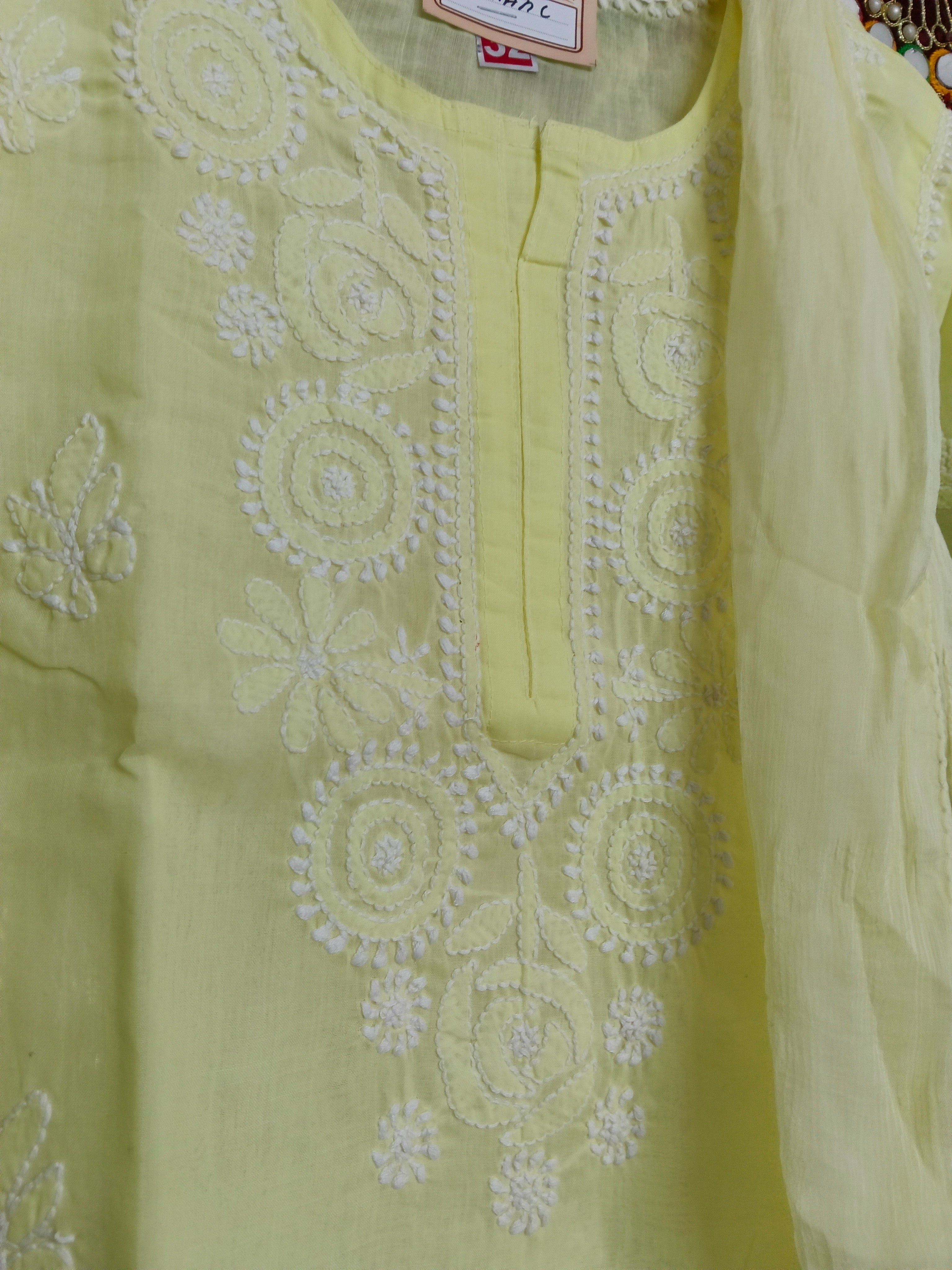 Kids Pure Cotton Chikankari Kurta Set with Sharara and Dupatta (Pastel Yellow)