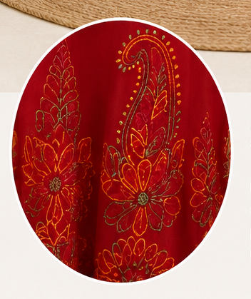 Red Georgette Sharara Set with Multi-Color Thread Chikankari