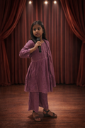 Girl's Hand-Embroidered Mul Cotton A-Line Kurta Set
