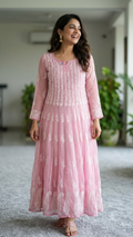 Baby Pink Timeless Tradition Hand-Embroidered Anarkali