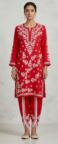 Chikankari Kurta Set with Dhoti Pant