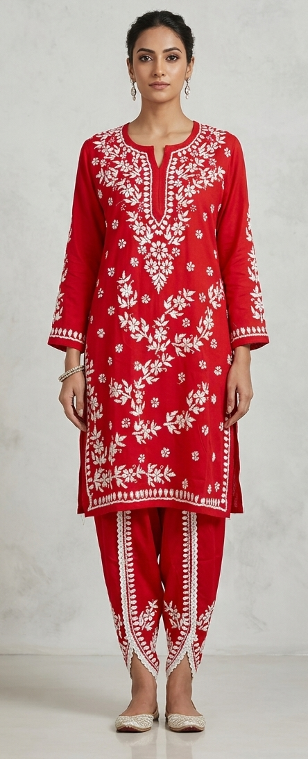 Chikankari Kurta Set with Dhoti Pant