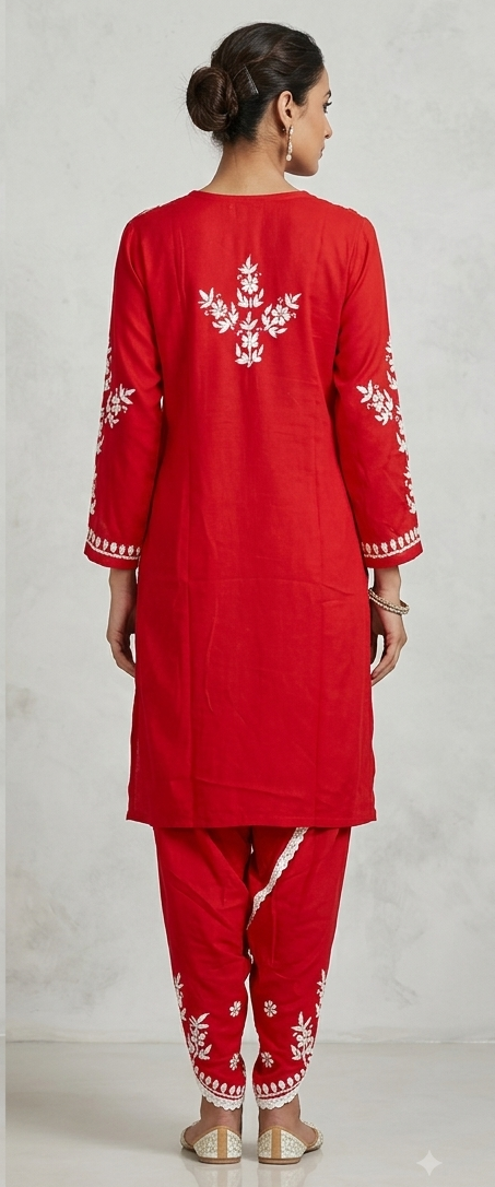 Chikankari Kurta Set with Dhoti Pant
