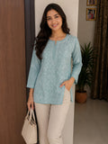 Gray Handcrafted Cotton Lucknowi Chikankari Short Kurti