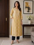 Mustard Yellow Handcrafted Cotton Lucknowi Chikankari Long Kurti