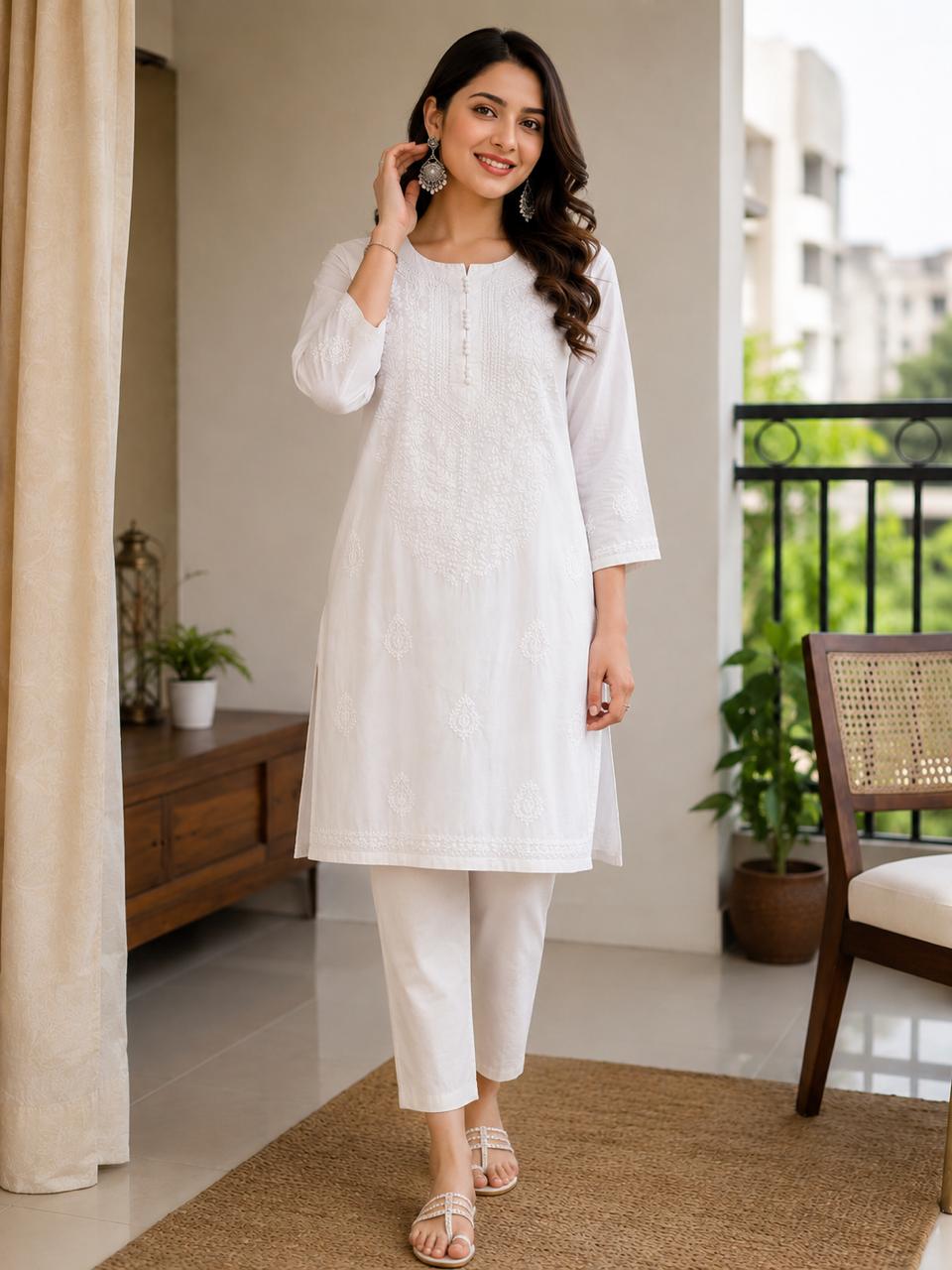 White Chikankari Kurti