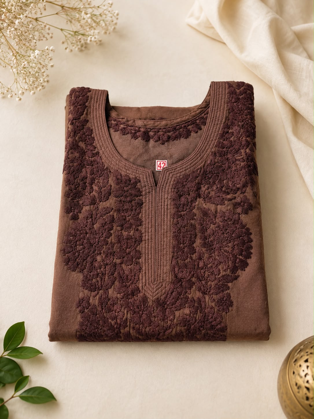 Brown Tissue Long Kurti