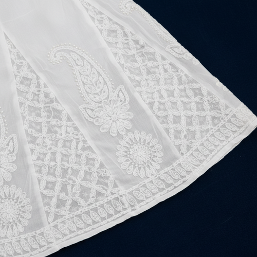 Chikankari Shara - Hand-Embroidered Pure White