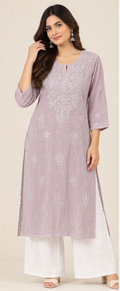 Chikankari Long Kurti - Organza with Inner
