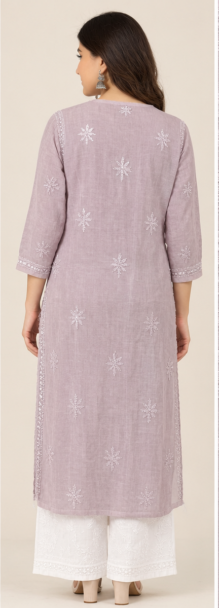 Chikankari Long Kurti - Organza with Inner