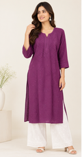 Chikankari Long Kurti - Viscose