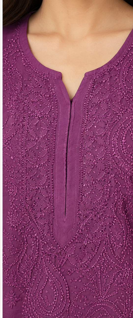 Chikankari Long Kurti - Viscose