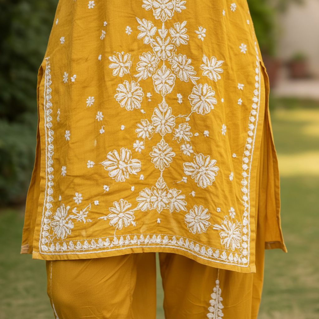 Chikankari Kurta Set - with Dhoti Pant