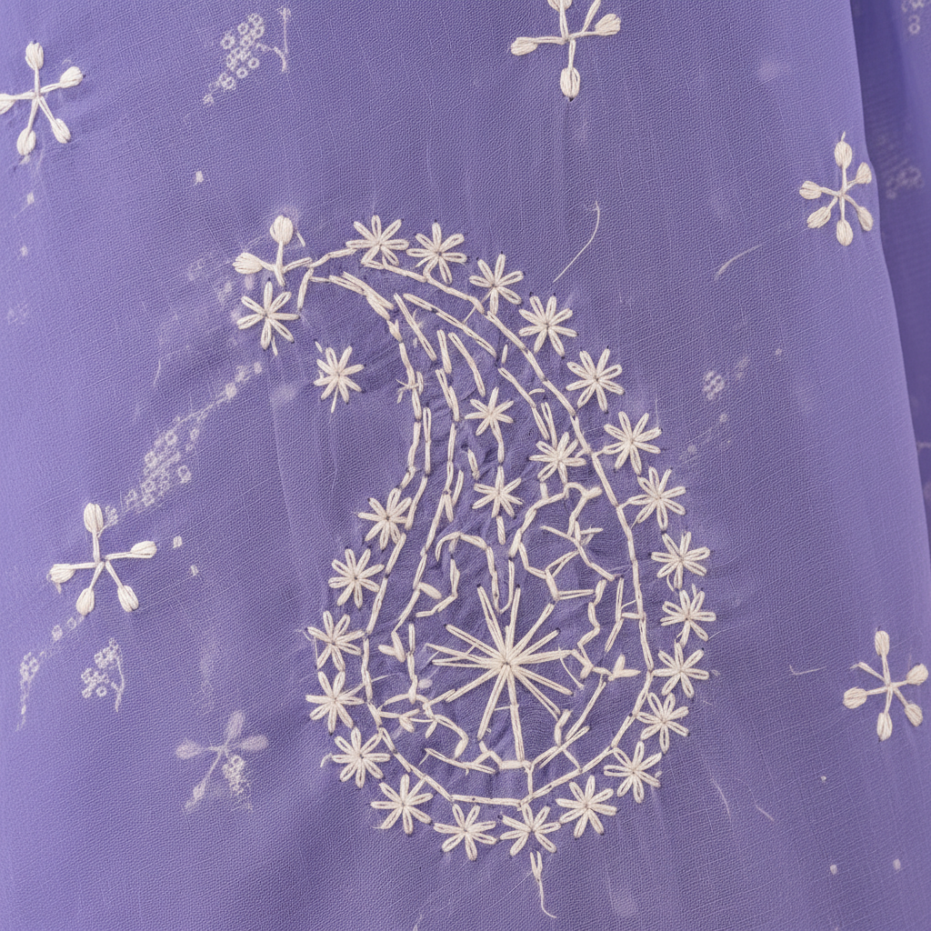 Chikankari Saree Pure Cotton Pastel Purple